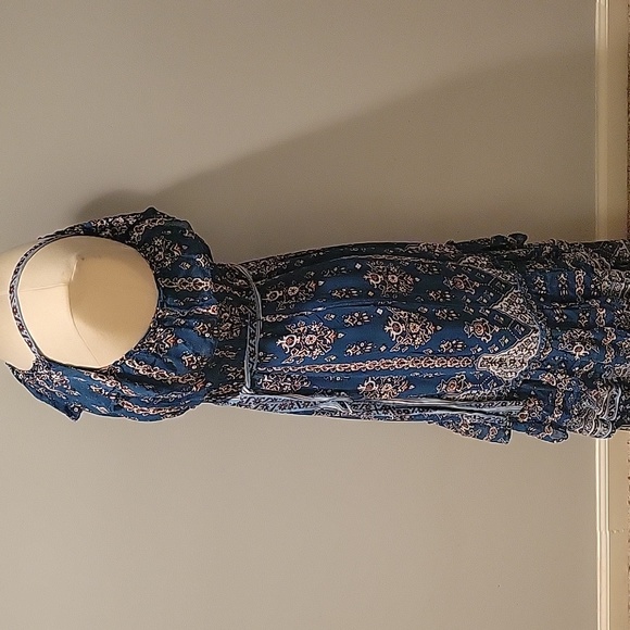 Anthropologie Sasha Ruffled Blue Maxi Dress SZ S - Picture 6 of 7